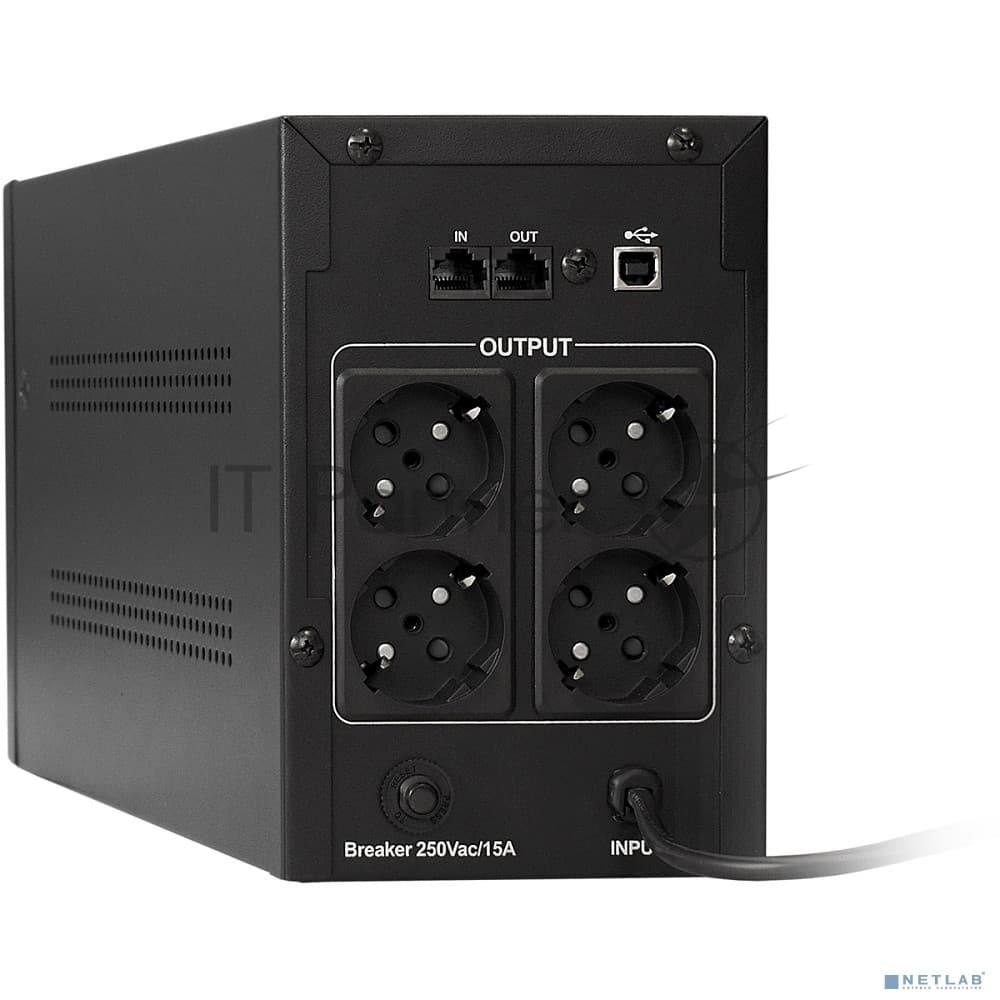 Exegate EP285515RUS ИБП ExeGate SpecialPro UNB-2000.LED.AVR.EURO.RJ.USB 2000VA/1200W, LED, AVR, 4 евророзетки, RJ45/11, USB, Black