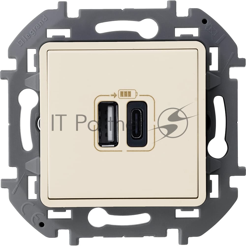 Зарядное устройство 2 разъема Legrand Inspiria USB A-C 240В/5В 3000мА слоновая кость