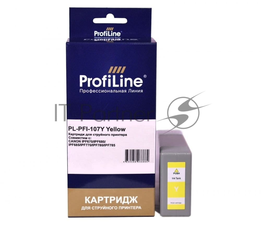 Картридж струйный ProfiLine PL-PFI-107Y для принтеров Canon IPF670/IPF680/IPF685/IPF770/IPF780/IPF785 с чернилами Yellow