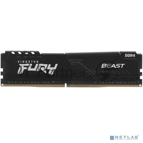 Оперативная память Kingston Fury Beast, DDR4, 16GB (1x16GB), 3600MHz, CL18, DIMM, с радиатором, черный