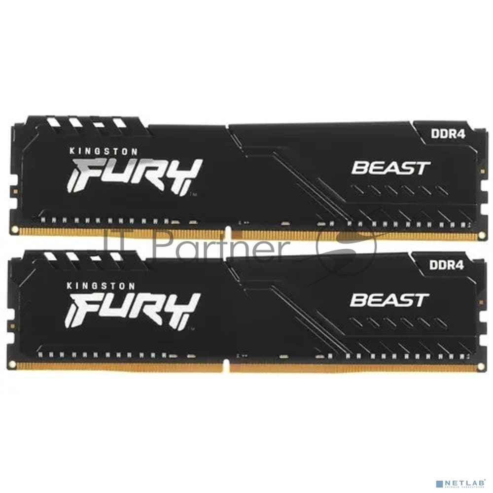 Память оперативная/ Kingston 32GB 3200MT/s DDR4 CL16 DIMM (Kit of 2) 1Gx8 FURY Beast Black
