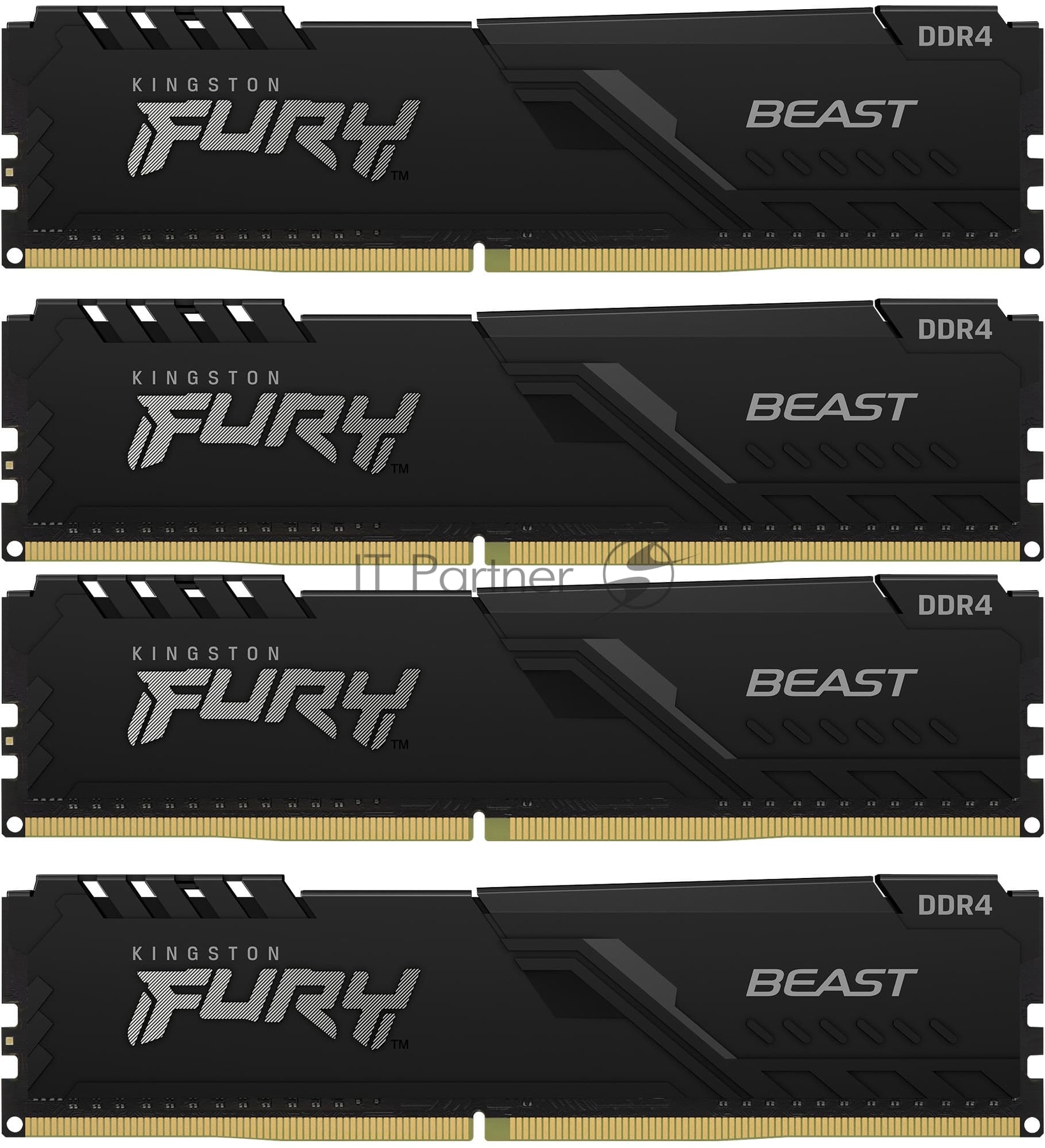 Память оперативная/ Kingston 32GB 3200MT/s DDR4 CL16 DIMM (Kit of 4) FURY Beast Black