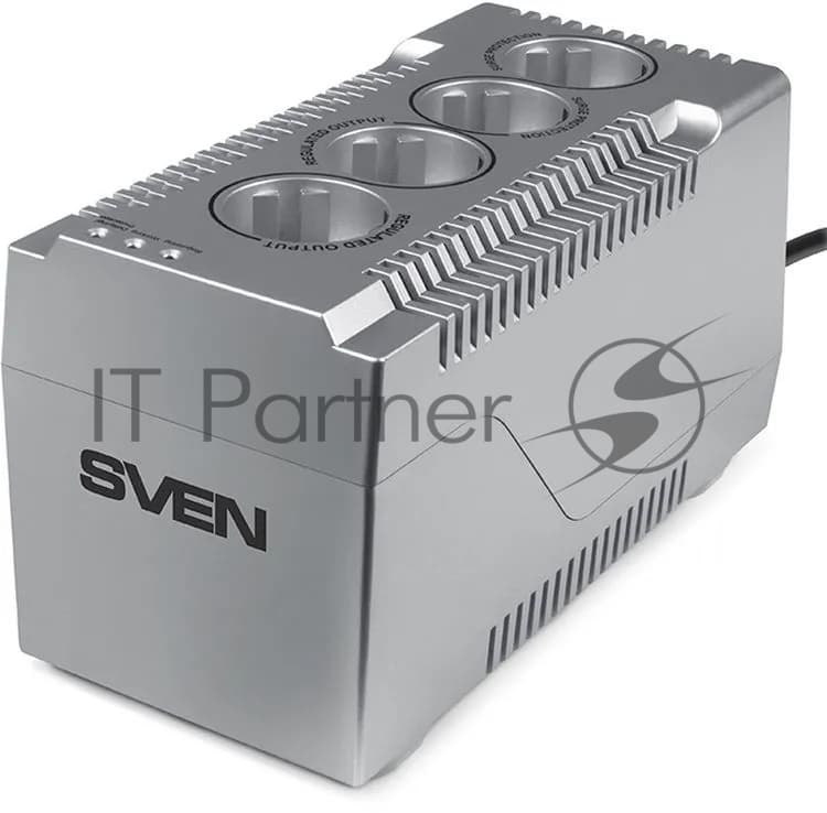 SVEN Стабилизатор VR-F1000 (≤320Вт, Вх.184-285V,4 × CEE7/4 (2*AVR, 2*сетевой фильтр) серебро