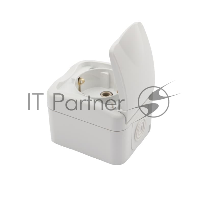 Розетка одноместная Kranz Mini OG открытой установки с заземлением, IP54 белая