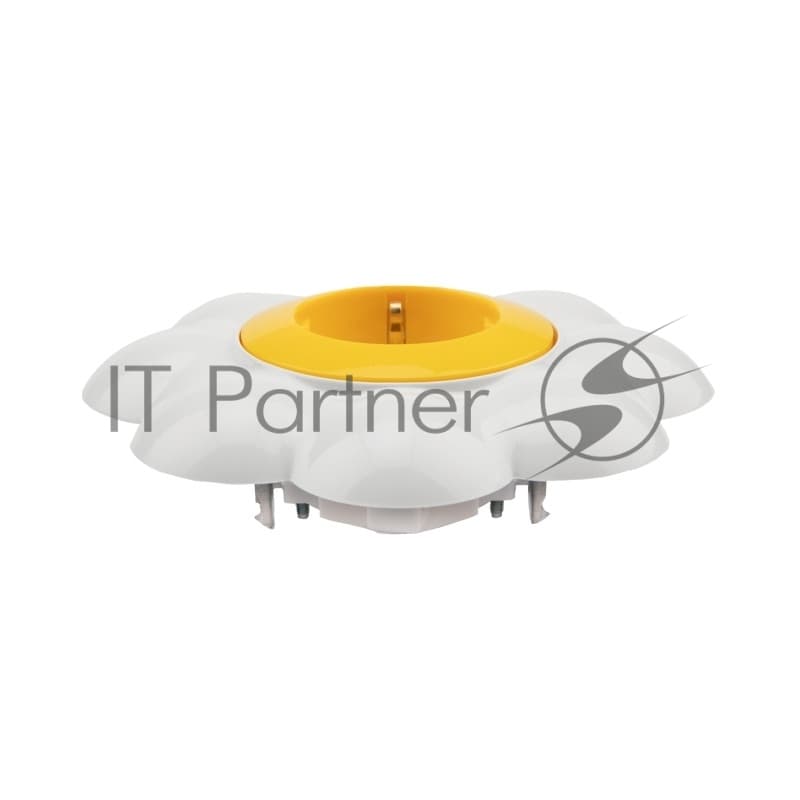 Розетка одноместная Kranz HAPPY Ромашка скрытой установки, с заземлением и защитными шторками, желтая/белая