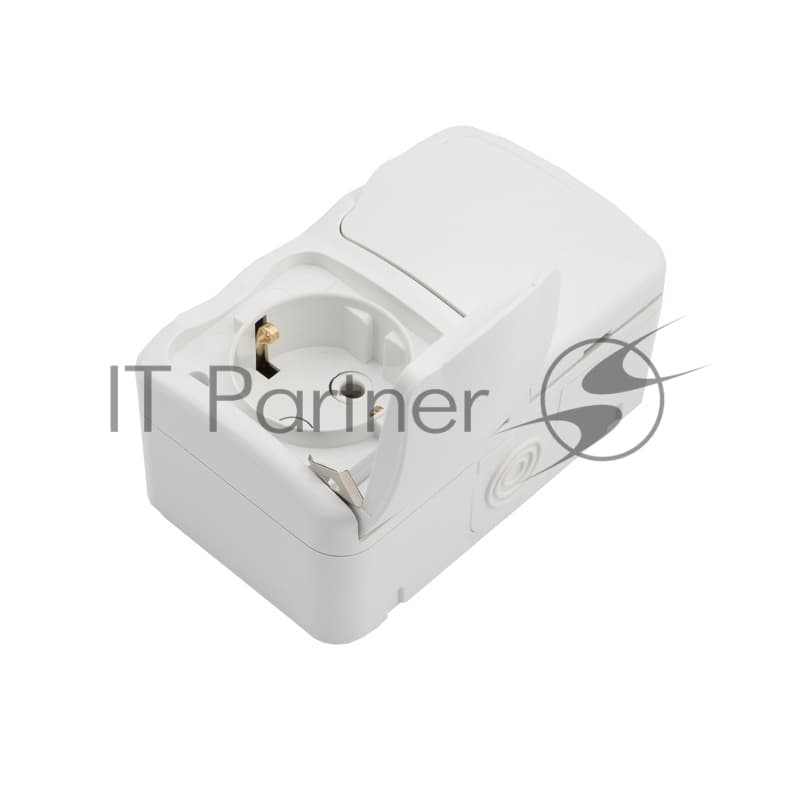 Блок из 2 розеток горизонтальный Kranz Mini OG открытой установки с заземлением, керамика, IP54 белый