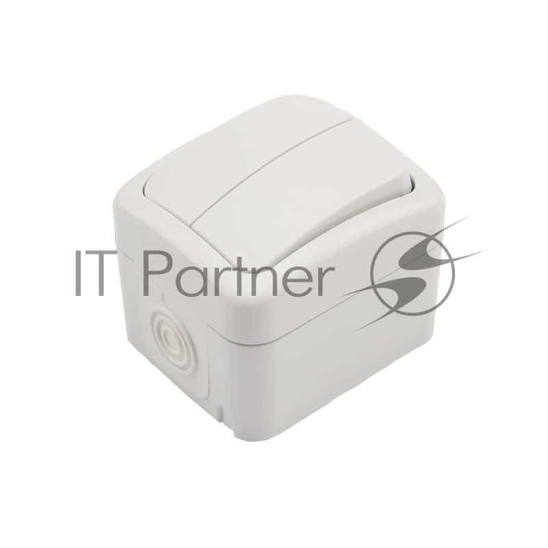 Выключатель двухклавишный Kranz Mini OG открытой установки, IP54 белый