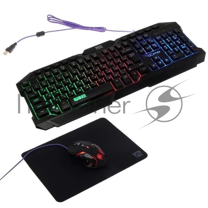 Комплект клавиатура+мышь Qumo Mystic K58/M76 проводной, USB, 3200 DPI, чёрный