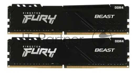 Память оперативная/ Kingston 32GB 3200MT/s DDR4 CL16 DIMM (Kit of 2) FURY Beast Black