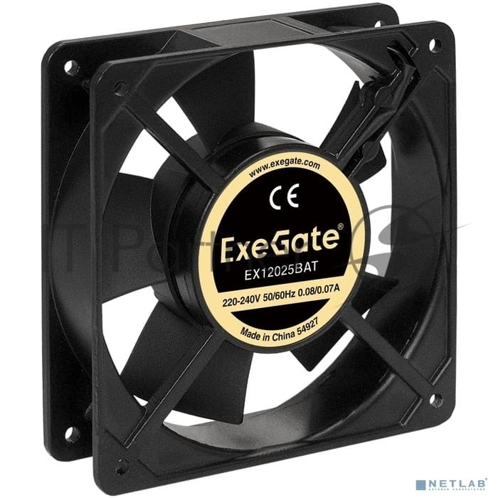 Вентилятор для корпуса ExeGate EX12025BAT черный, 120 мм, 2200 об/мин, 32 дБ