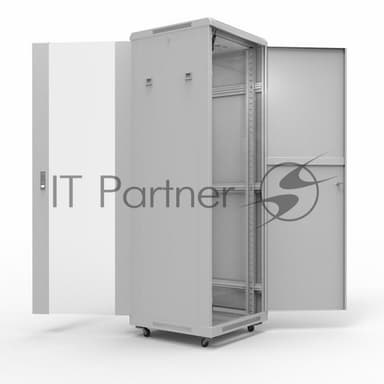 Напольный шкаф Rexant 19" серии Standart 22U 600х1000 мм, передняя дверь стекло, задняя дверь металл, RAL 7035 (состоит из 3 частей)