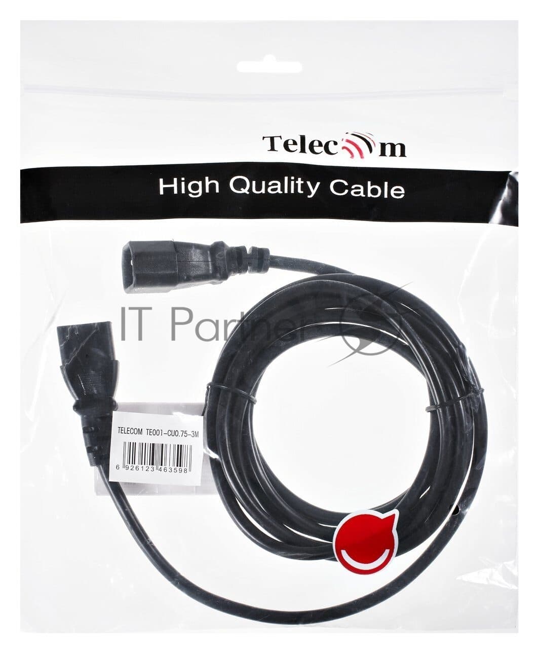 Telecom TE001-CU0.75-3M Кабель UPS - устройство 220V (IEC-320-C13/C14) VDE3G0,75mm2 ,3,0m, медь,Telecom TE001-CU0.75-3M