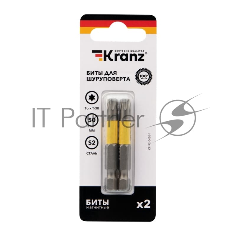 Бита для шуруповерта Kranz Torx T30х50 мм (2 шт./уп.)