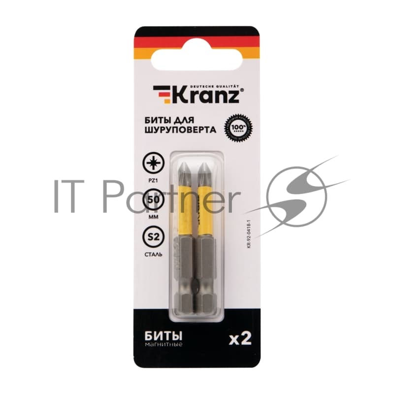 Бита для шуруповерта Kranz PZ1х50 мм (2 шт./уп.)