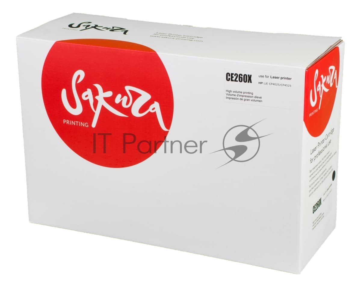 Картридж лазерный Sakura CE260X для HP Color LaserJet CP4020/4025/4520/4525, черный, 17000 к.