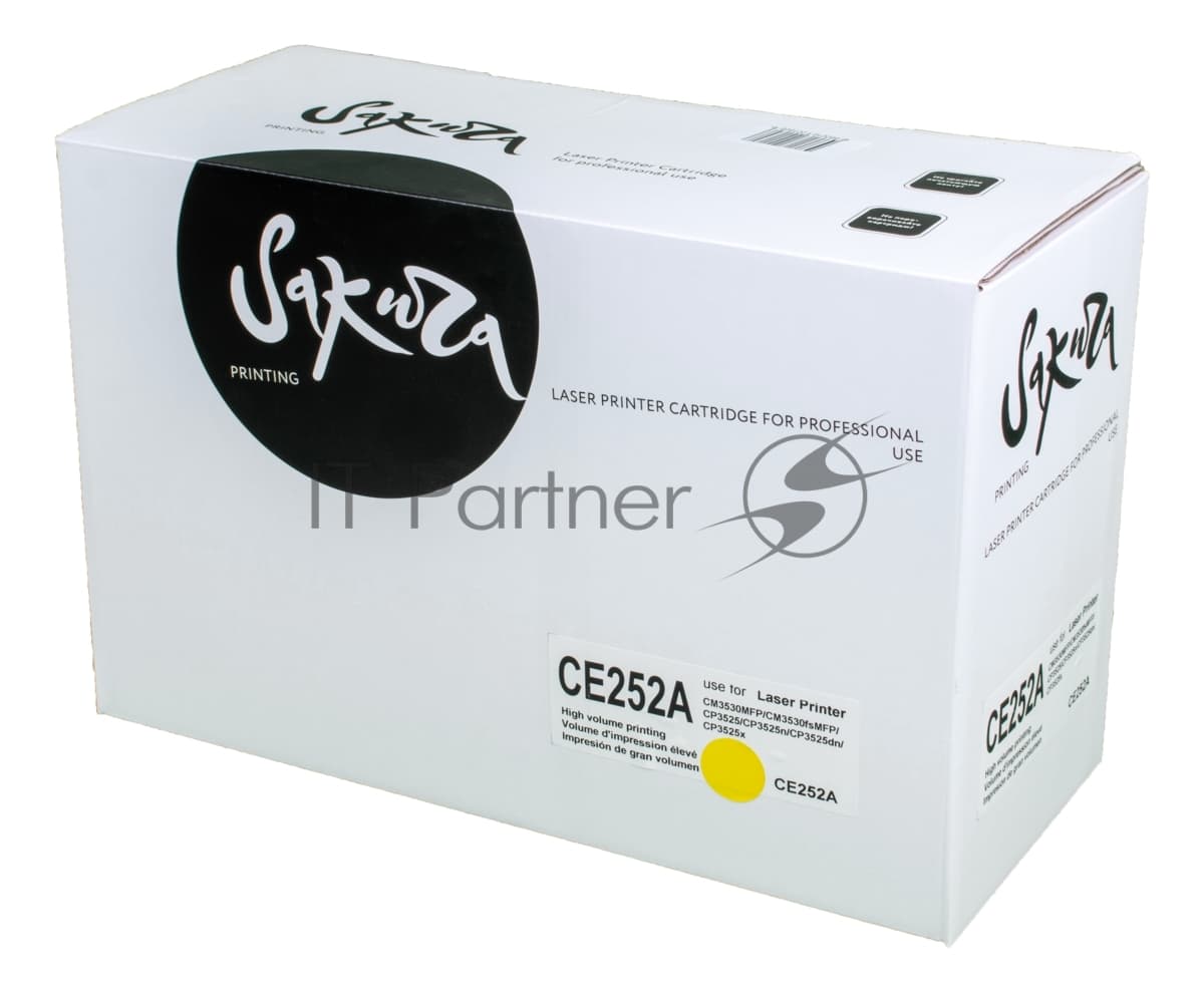Картридж лазерный Sakura CE252A для HPColor LaserJet CM3530MFP/CM3530fsMFP/CP3525/CP3525n/CP3525dn/CP3525x, желтый, 7000 к.