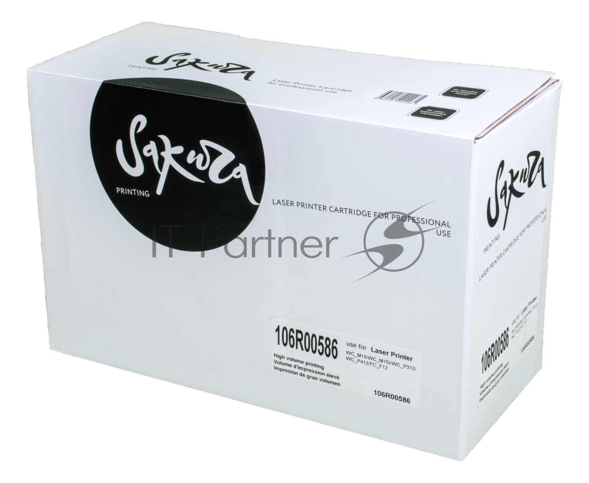 Картридж лазерный Sakura 106R00586 для Xerox WC_M15/WC_M15I/WC_P312/WC_P412/FC_F12, черный, 6000 к.