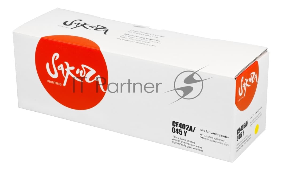 Картридж лазерный Sakura CF402A/045M для HP Color LaserJet Pro M252n/M252dn/MFP277dw/277n и Canon i-SENSYS LBP-610C, MF-630C, желтый, 1 300к.