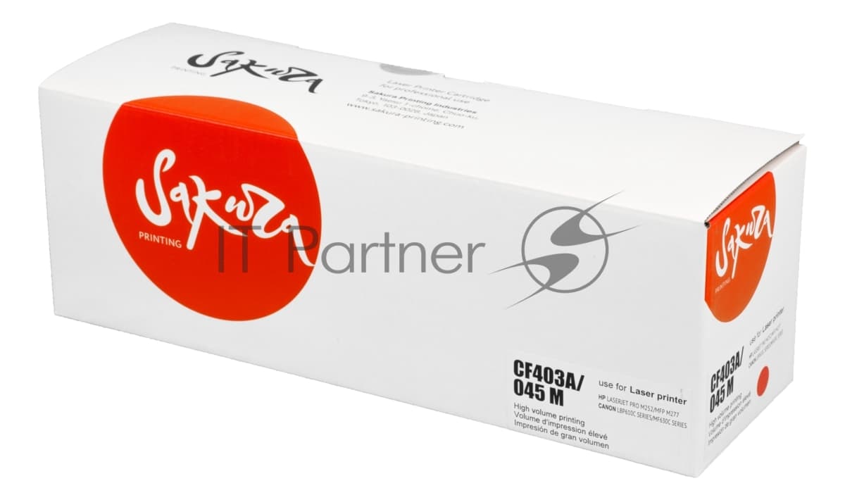 Картридж лазерный Sakura CF402A/045M для HP Color LaserJet Pro M252n/M252dn/MFP277dw/277n и Canon i-SENSYS LBP-610C, MF-630C, пурпурный, 1 300к.