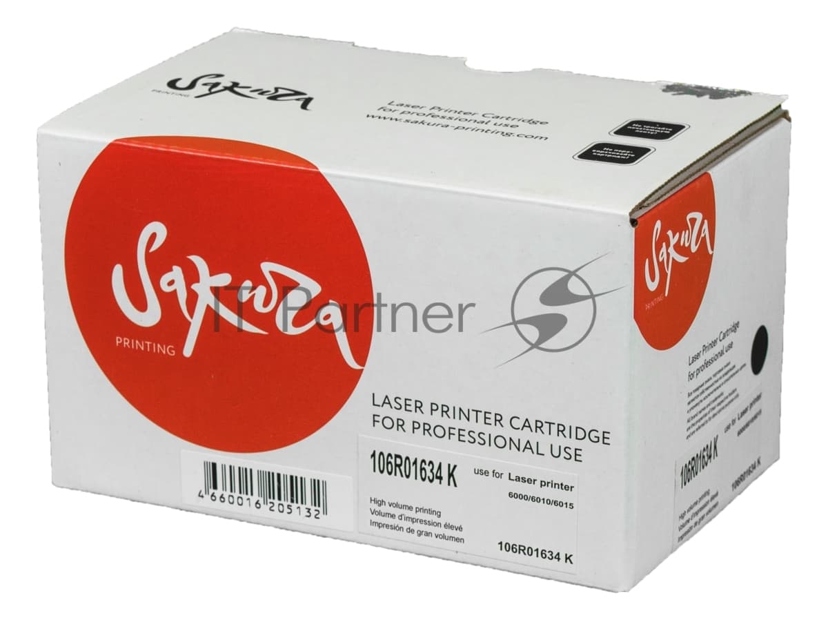 Картридж лазерный Sakura 106R01634 для Xerox Phaser 6000/6010, WC6015 черный, 2000 к.