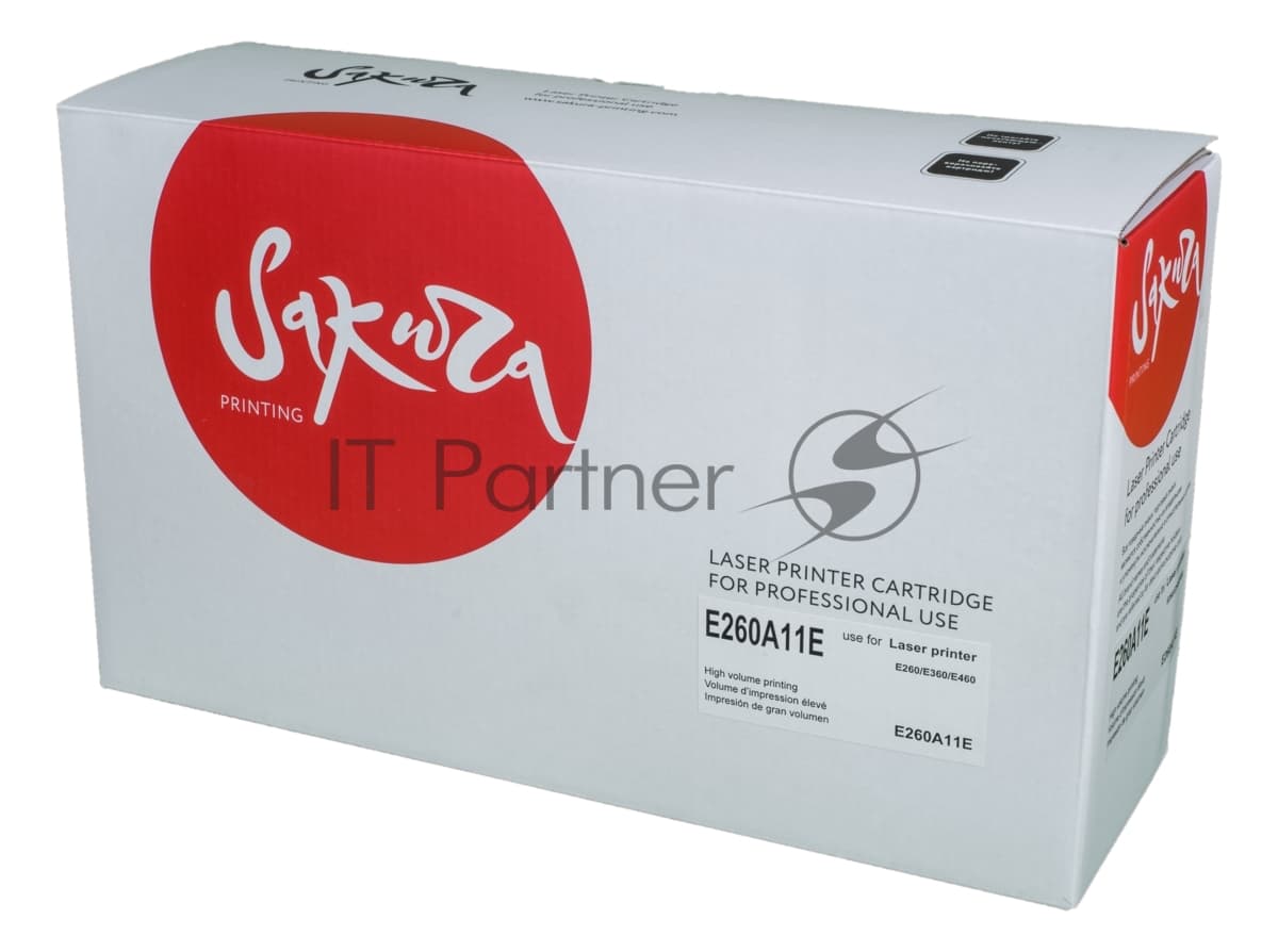 Картридж Sakura E260A11E для Lexmark E460dn, E460dw, E360dn, E360d, E260d, E260, E462dtn, черный, 3500 к.
