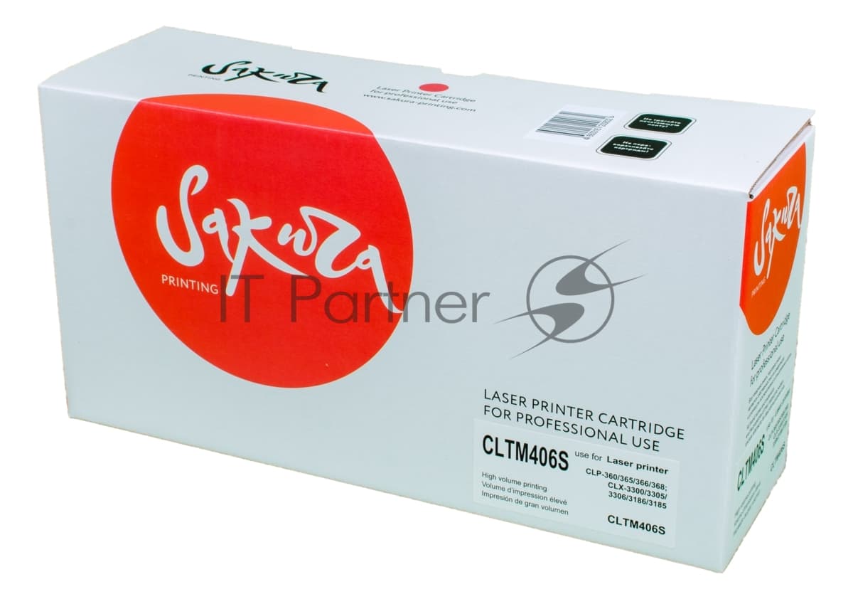 Картридж лазерный Sakura CLTM406S для Samsung CLP-360/365/365w, CLX-3300/3305/3305w/3305Fw/3305FN, Xpress C410/460, пурпурный, 1000 к.