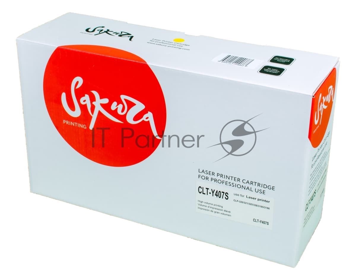 Картридж лазерный Sakura CLTY407S для Samsung CLP-320/325, CLX-3185, желтый, 1000 к.