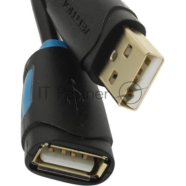 Кабель-удлинитель Vention USB 2.0 AM/AF - 1м Чёрный