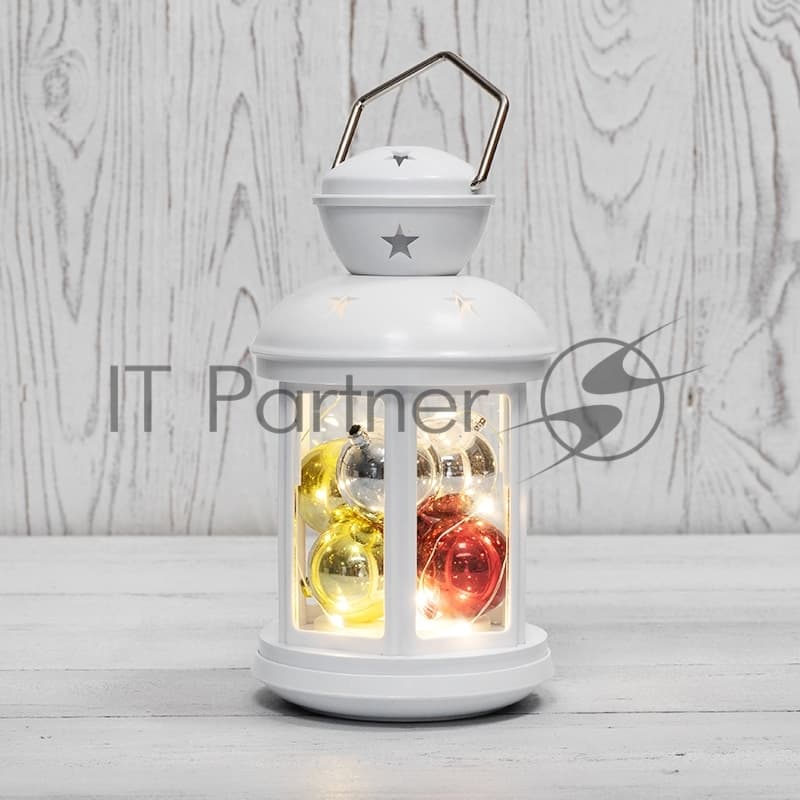 Декоративный фонарь Neon-night с шариками 12х12х20,6 см, белый корпус, теплый белый цвет свечения