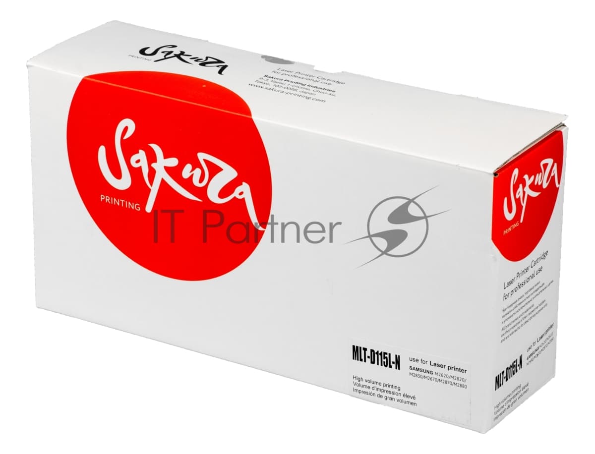 Картридж лазерный Sakura SAMLTD115L/MLTD115L-N для Samsung SL-M2620/2820, M2621/2671, M2670/2870, M2830/2880, черный, 3000 к. (обновленный чип)