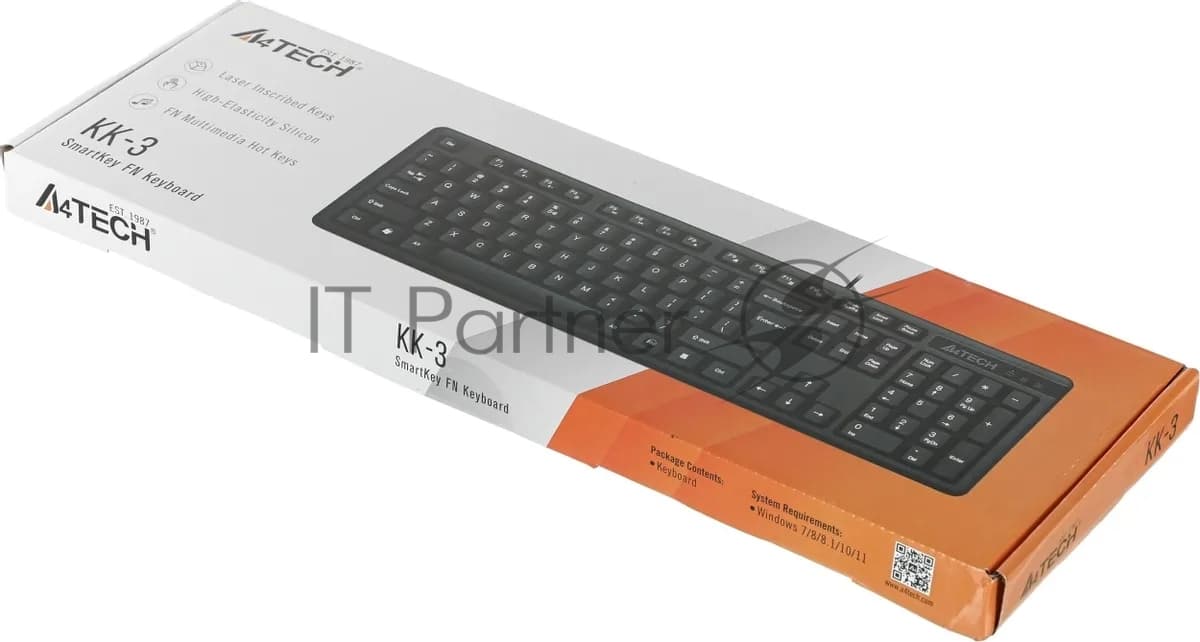 Клавиатура проводная A4Tech KK-3, USB, черный