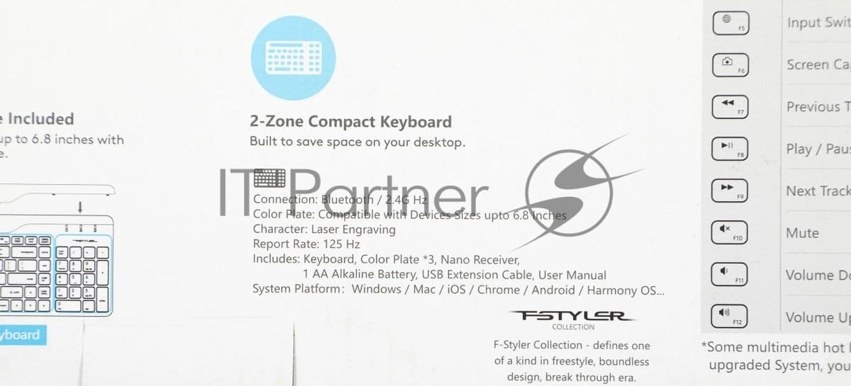 Клавиатура A4Tech FBK25 черный/серый USB беспроводная BT/Radio slim Multimedia (FBK25 BLACK)