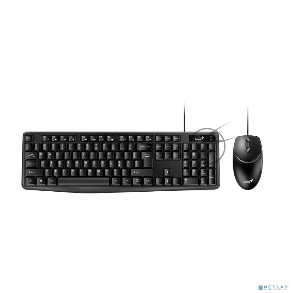 Комплект клавиатура+мышь Genius KM-170 проводной, USB, 1000 DPI, чёрный