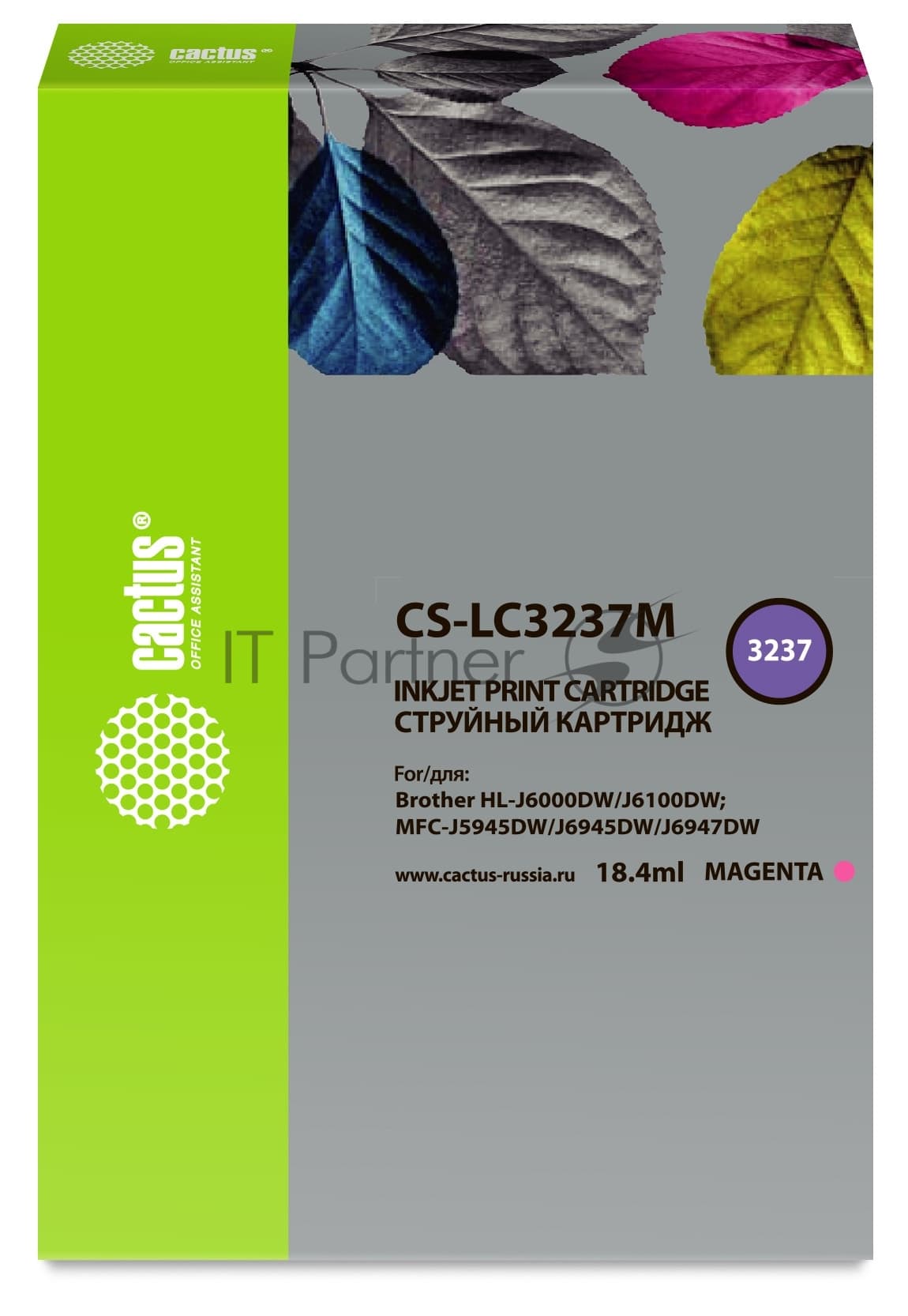 -/ Картридж струйный Cactus CS-LC3237M пурпурный (18.4мл) для Brother HL-J6000DW/J6100DW