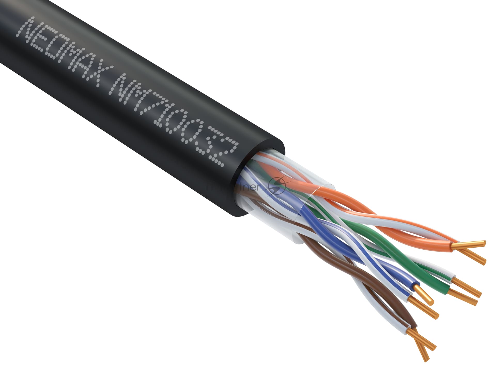 Кабель NEOMAX NM710032 U/UTP cat.5e 4x2x0.52, 24 AWG, медь, внешний, PE, 305м, черный