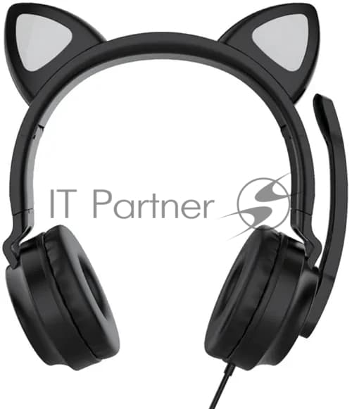 Гарнитура QUMO Game Cat чёрный, проводная, USB, подсветка