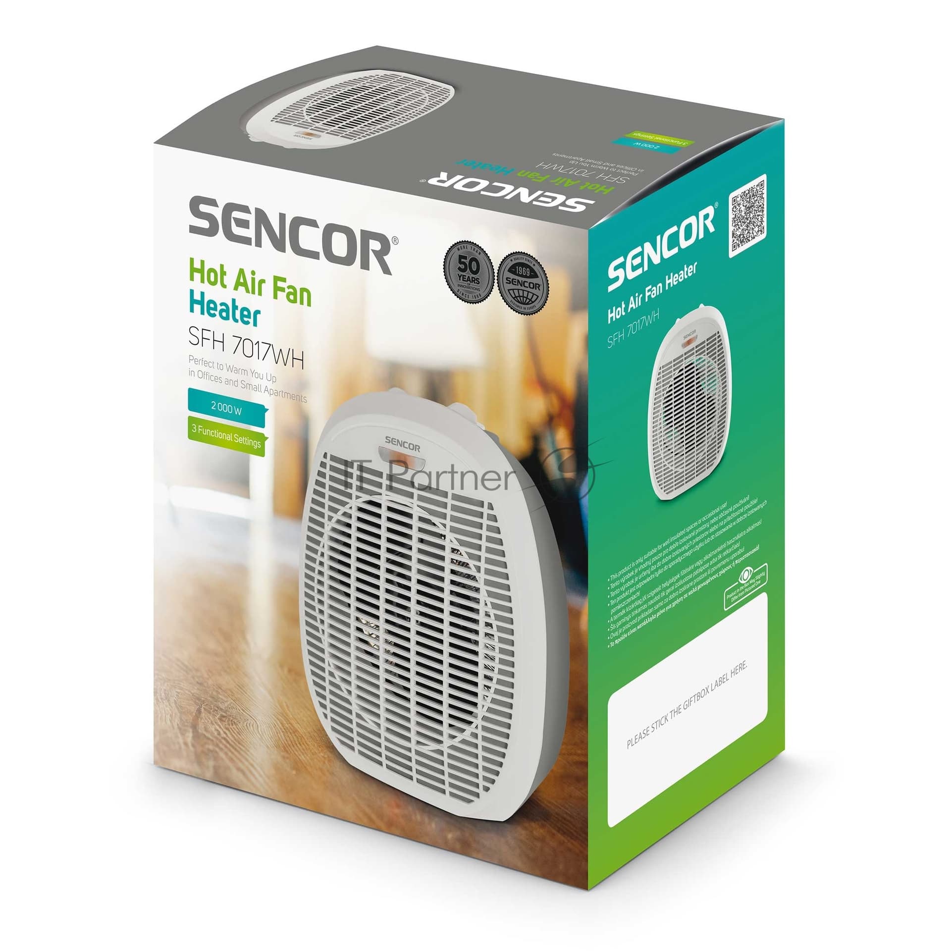 Тепловентилятор Sencor SFH 7017WH, белый, 2000 Вт, 20 м2, термостат