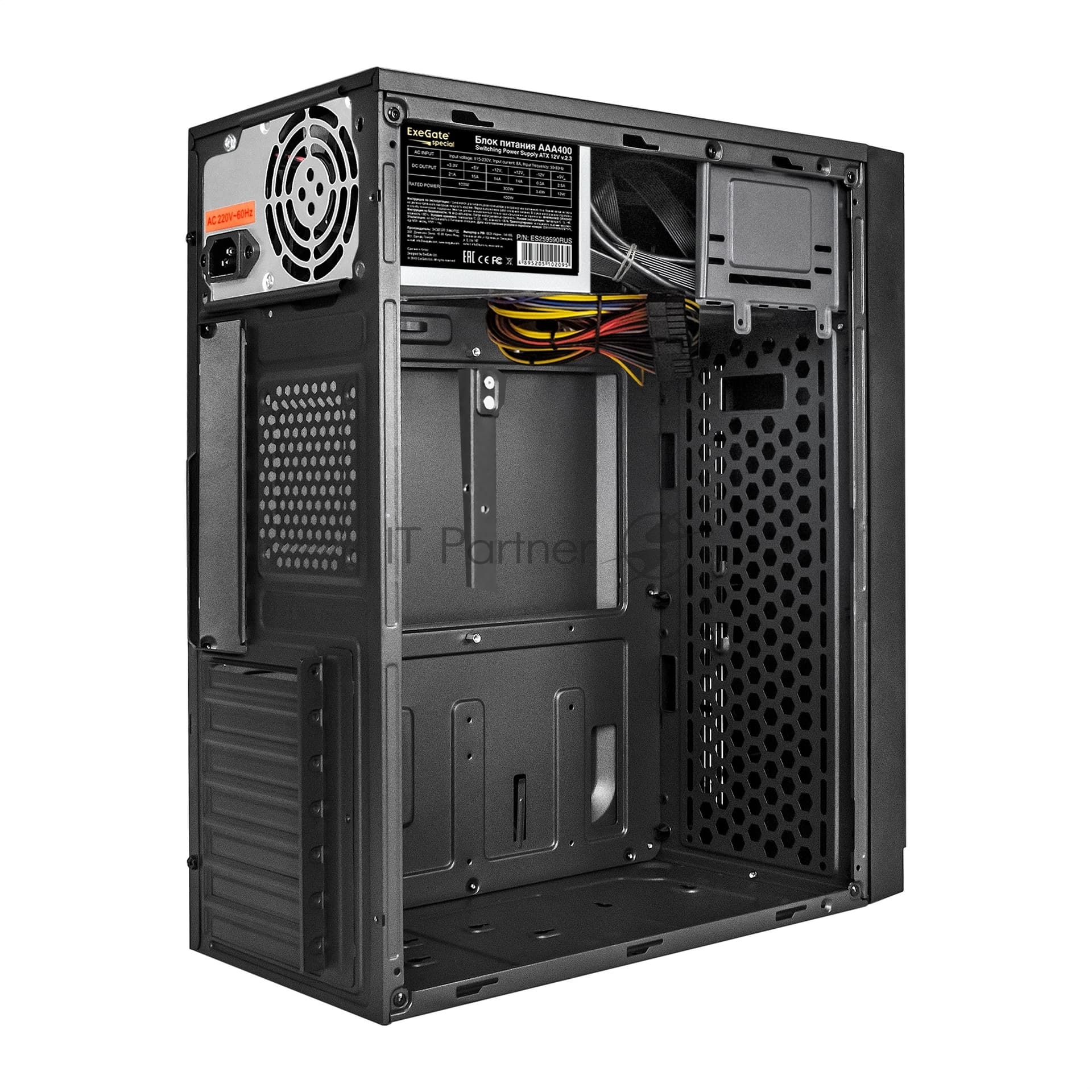 Компьютерный корпус Minitower ExeGate EX291146RUS BAA-105U2-01-AAA400 (mATX, БП AAA400 с вент. 8см, 2*USB+2*USB 3.0, аудио, черный)