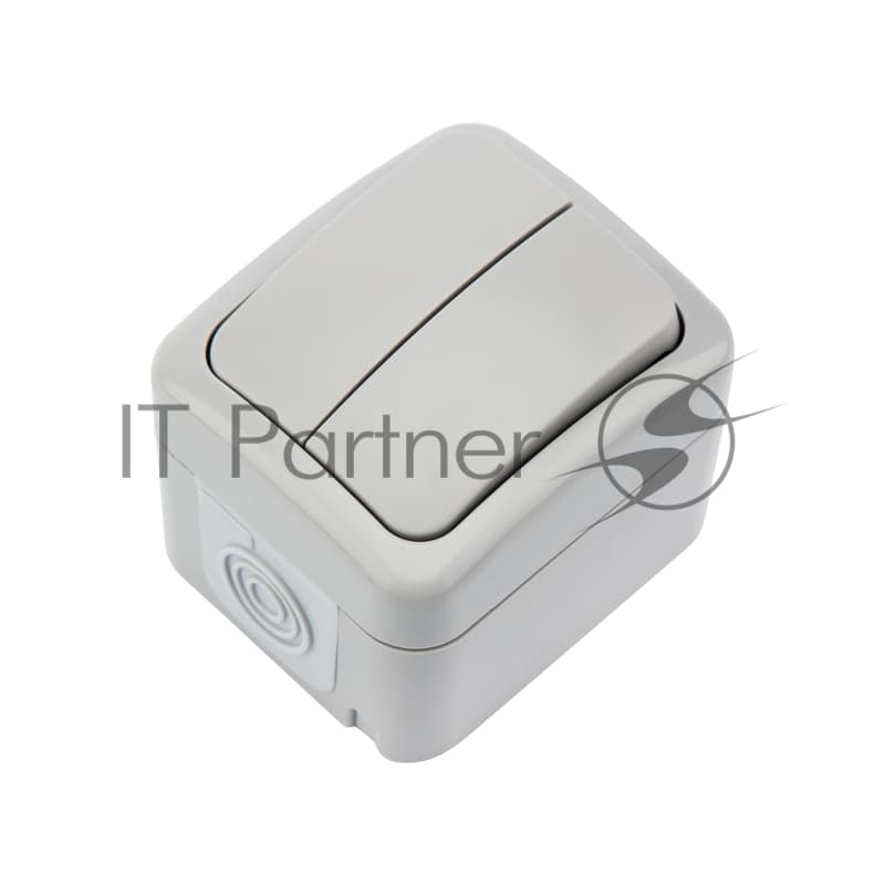 Выключатель двухклавишный Kranz Mini OG OG IP54, о/у, серый
