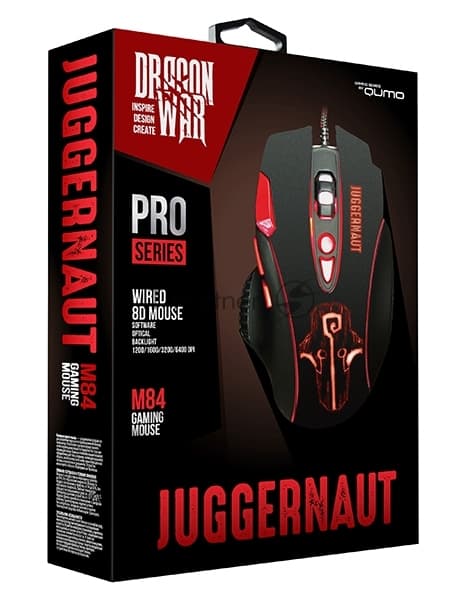 Мышь проводная Qumo PRO Series Juggernaut M84 черный, 6400 dpi, USB, кнопки - 8