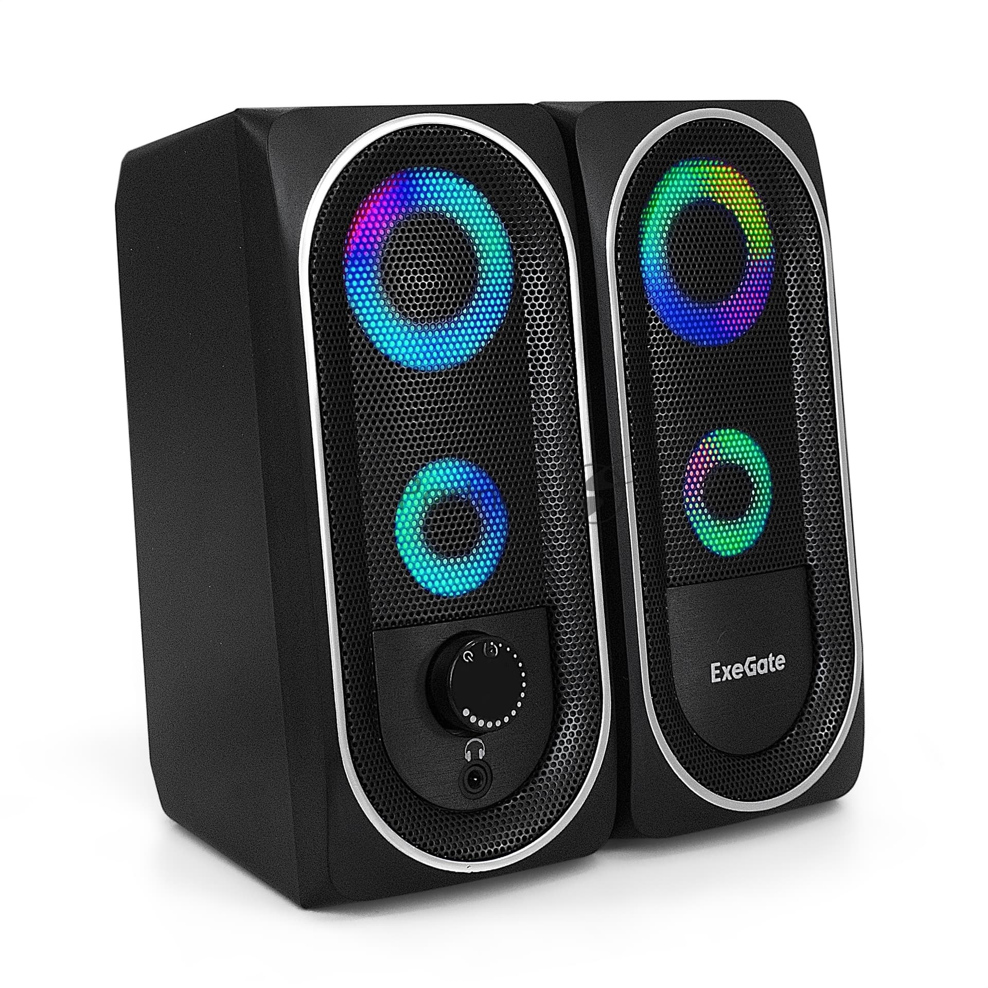Акустическая система 2.0 ExeGate EX289686RUS Accord 220 (питание USB, 2х3Вт (6Вт RMS), 60-20000Гц, черный, RGb подсветка)