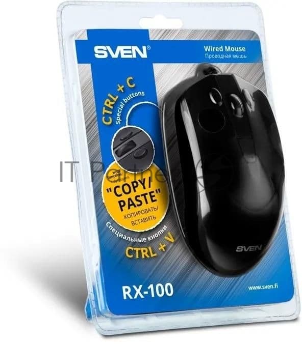 Мышь проводная SVEN RX-100 черный, 4000 dpi, USB, кнопки - 6