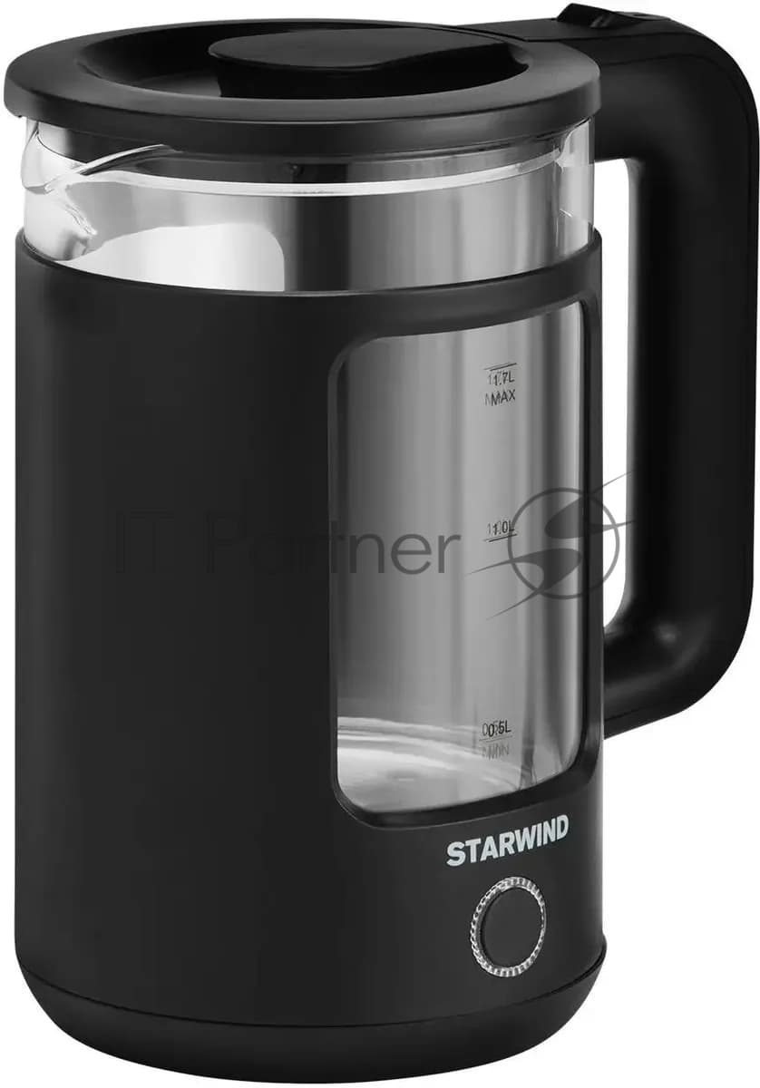 Чайник электрический Starwind SKG1053 1.7л. 1800Вт черный корпус: стекло