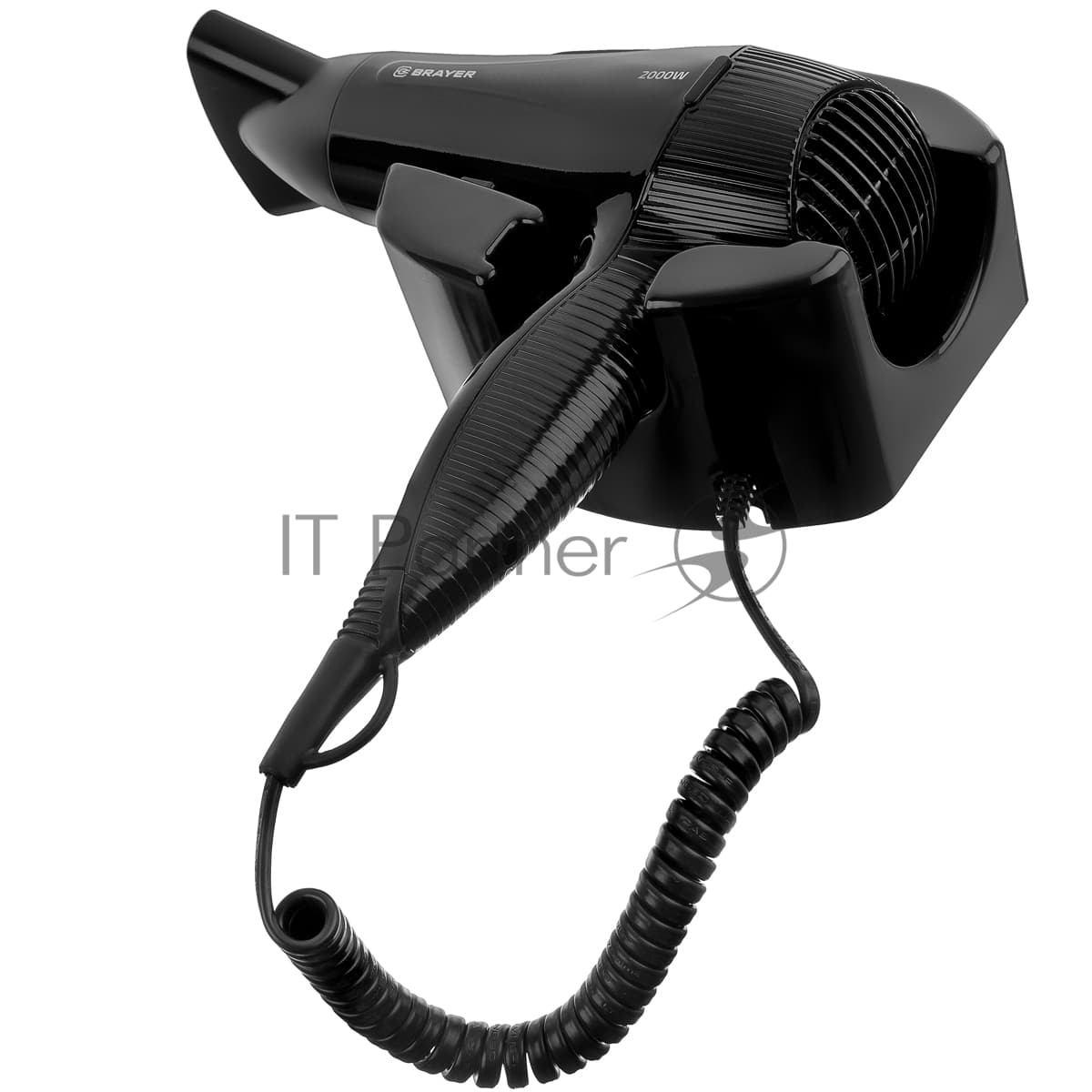 Фен настенный BRAYER BR3021BK, 2000, 2 скор, 2 реж нагрева, концентратор, холод, 1,8 м