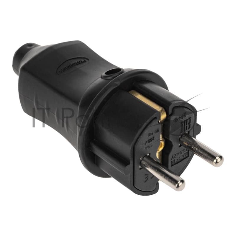 Вилка прямая влагозащищенная PROconnect 2P+PE 230V, 16 А, IP44 каучук