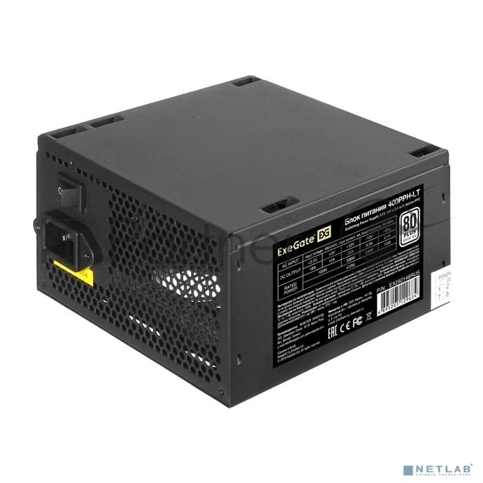 Блок питания ExeGate 400PPH-LT (EX292148RUS-OEM), 400Вт, 80 PLUS, 120мм, черный