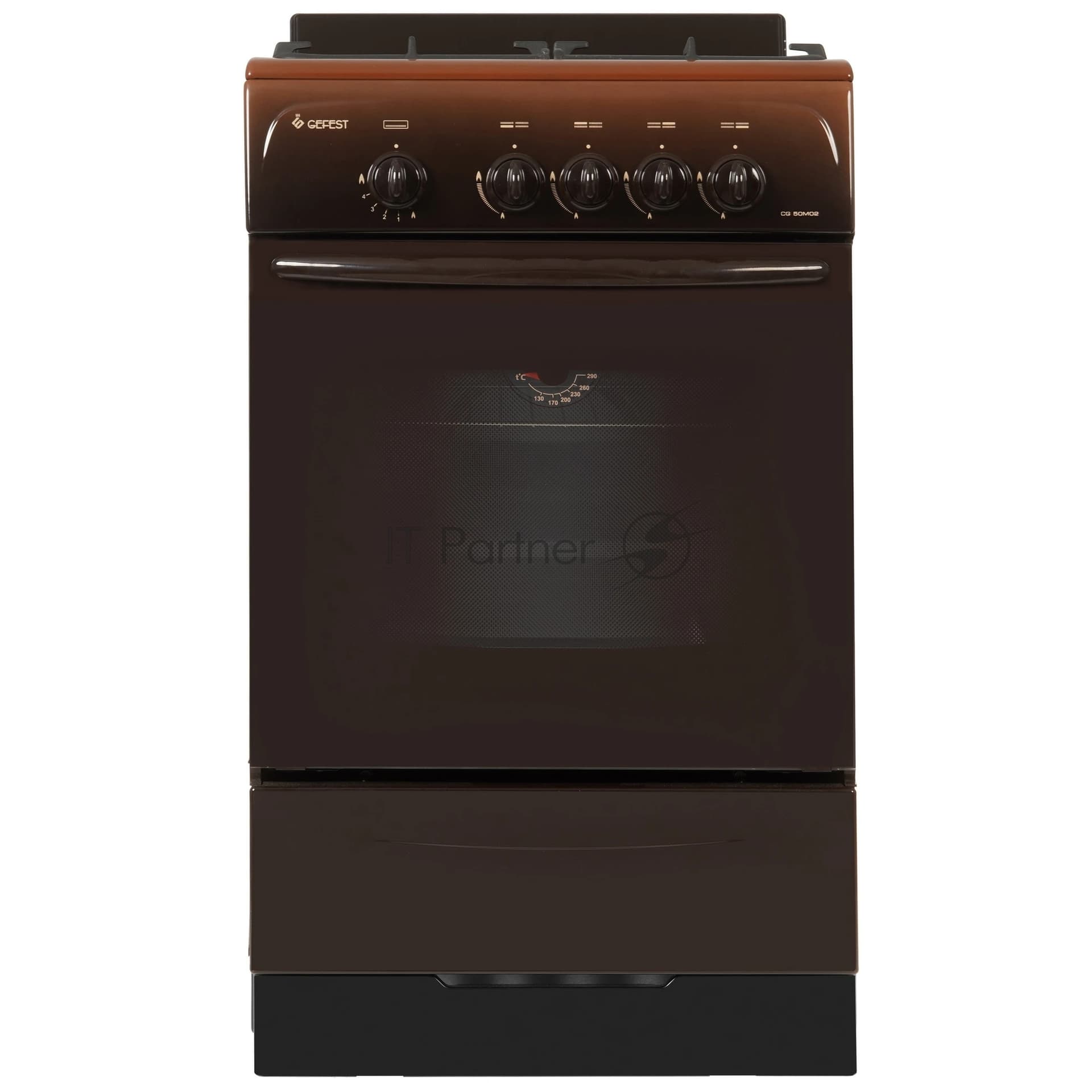 Плита газовая Gefest CG 50М02 К83 коричневый, конфорок 4 шт, духовка 42 л, 50 см x 85 см x 53 см