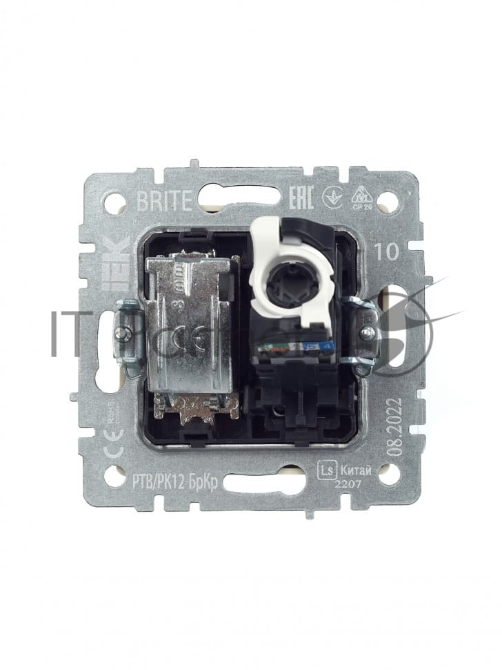 Розетка телевизионная двойная TV+RJ45 IEK BRITE РТВ/РК12-БрКр кат.5E бежевый