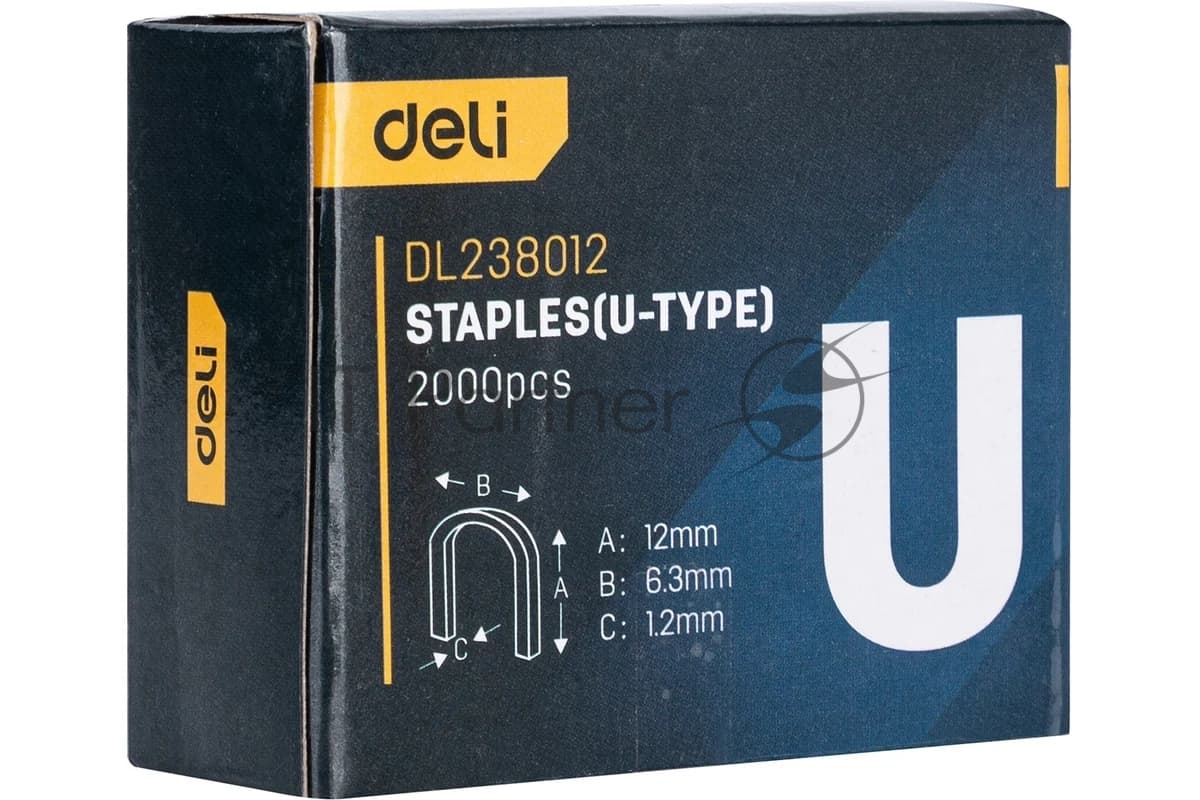 Набор скоб для степлера (Тип U) Deli DL238012 (12 х 6,3 х 1,2мм * 2000 шт)