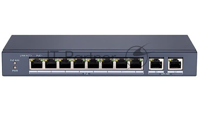 HiWatch Коммутатор DS-S1008GP неуправляемый 8xPoE 58Вт 2x1Гбит 1SFP